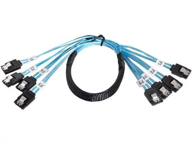 Alt view image 3 of 3 - SAS Internal 4 SATA Host to 4 SATA 7pin Target Hard Disk 6Gbps Data Server Raid Cable 50cm zihan