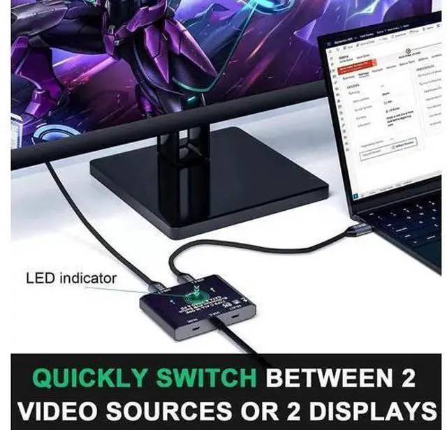 Alt view image 3 of 7 - USB C Switch, Bi-Directional USB C Switcher 2 Computers, USB Type C KVM Switch 8K@60Hz 4K@120Hz Video/10Gbps Data Transfer/100W Charging,Compatible with Thunderbolt Device, 2 USB-C Cables Included