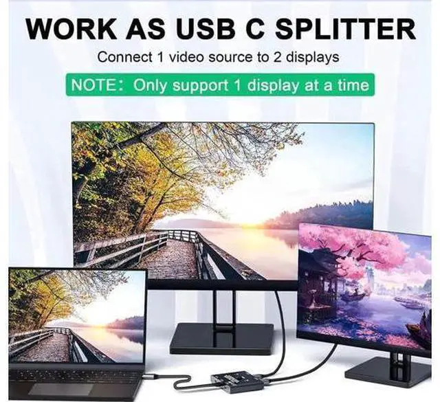 Alt view image 4 of 7 - USB C Switch, Bi-Directional USB C Switcher 2 Computers, USB Type C KVM Switch 8K@60Hz 4K@120Hz Video/10Gbps Data Transfer/100W Charging,Compatible with Thunderbolt Device, 2 USB-C Cables Included