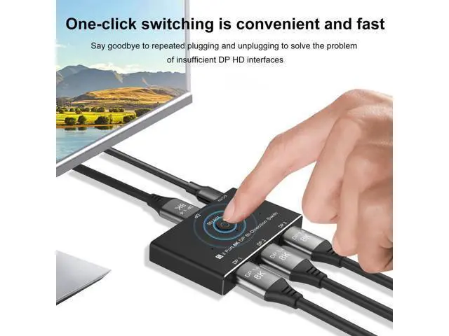 Alt view image 6 of 7 - DisplayPort 8K DP 1.4 Switch 3In 1Out 1In 3Out Bi-Direction 8K@30Hz 4K@144Hz Splitter Converter for Multiple Source and displays
