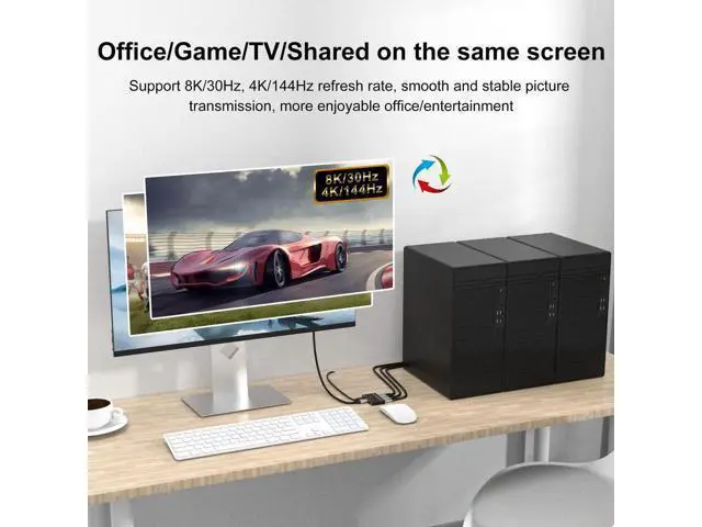 Alt view image 7 of 7 - DisplayPort 8K DP 1.4 Switch 3In 1Out 1In 3Out Bi-Direction 8K@30Hz 4K@144Hz Splitter Converter for Multiple Source and displays