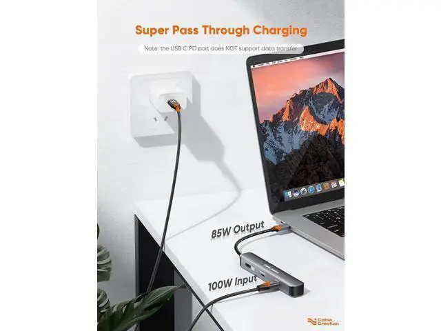 Alt view image 5 of 7 - USB C Hub Multiport Adapter, CableCreation 7-in-1 USB-C Hub with 4K 60Hz HDMI, 100W PD, USB-C and 2 USB 3.0 5Gbps Data Ports, SD/TF Card Slots for Steam Deck, MacBook Pro/Air, iPad Pro, Pixelbook, XPS