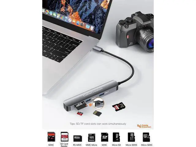 Alt view image 7 of 7 - USB C Hub Multiport Adapter, CableCreation 7-in-1 USB-C Hub with 4K 60Hz HDMI, 100W PD, USB-C and 2 USB 3.0 5Gbps Data Ports, SD/TF Card Slots for Steam Deck, MacBook Pro/Air, iPad Pro, Pixelbook, XPS