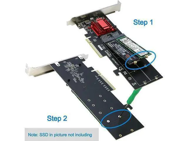 Alt view image 4 of 4 - Ruth's sister Dual NVMe PCIe Adapter,M.2 NVMe SSD to PCI-E 3.1 X8/X16 Card Support M.2 (M Key) NVMe SSD 22110/2280/2260/2242