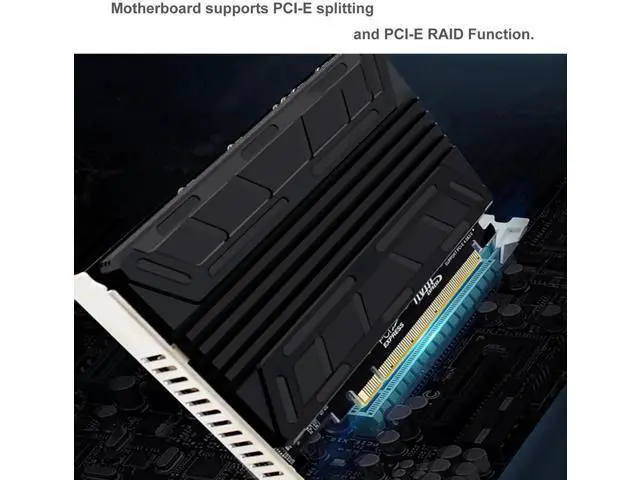 Alt view image 5 of 7 - Quad NVMe PCIe Adapter M.2 NVMe SSD to PCI-e 4.0 3.0 x16 Card with Individual LED Indicator Heat Sink Support 2230 2242 2260 2280 NVMe SSD (PCI-e Bifurcation Required)