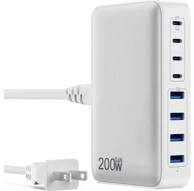 Main image of USB C Charger 200W USB C Charger Block Upgraded GaN III 8-Port Fast Charging Station Hub PD 65W Laptop Charger Adapter Compatible with MacBook Pro/Air Steam Deck iPhone 16/15/14 Galaxy S23/22 etc