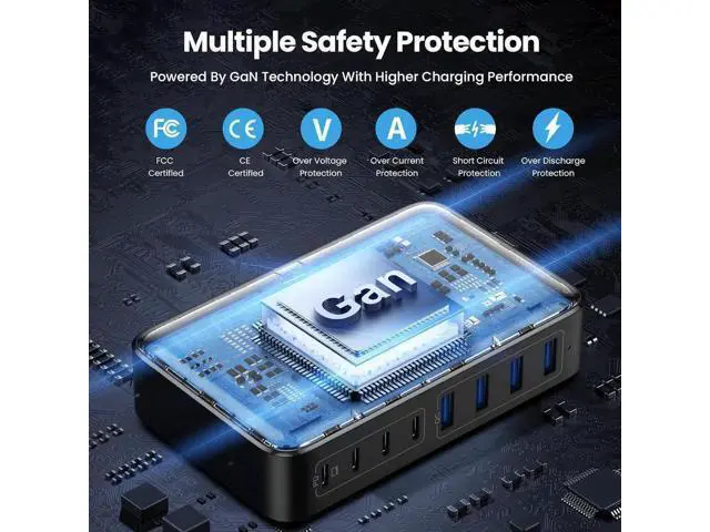 Alt view image 6 of 7 - USB C Charger 200W USB C Charger Block Upgraded GaN III 8-Port Fast Charging Station Hub PD 65W Laptop Charger Adapter Compatible with MacBook Pro/Air Steam Deck iPhone 16/15/14 Galaxy S23/22 etc