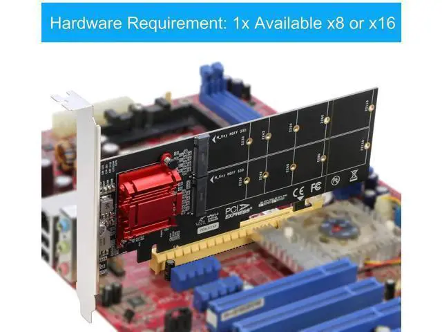 Alt view image 2 of 5 - Dual NVMe PCIe Adapter, BUCIER M.2 NVMe SSD to PCI-e 3.1 x8/x16 Card Support M.2 (M Key) NVMe SSD 22110/2280/2260/2242/2230