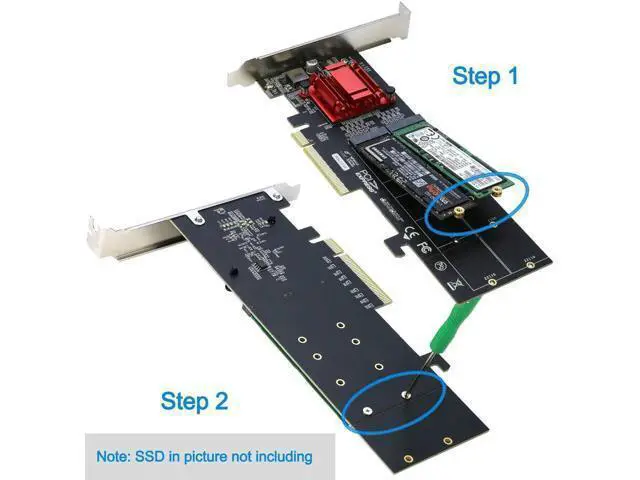 Alt view image 3 of 5 - Dual NVMe PCIe Adapter, BUCIER M.2 NVMe SSD to PCI-e 3.1 x8/x16 Card Support M.2 (M Key) NVMe SSD 22110/2280/2260/2242/2230