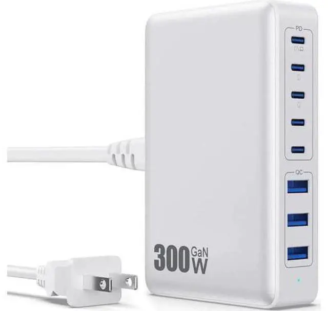Main image of USB C Charger 300W USB C Charger Block 8-Ports GaN IV Fast Charging Station PD 100W Laptop Charger Hub Wall Charger Adapter Compatible with MacBook/Air Steam Desk iPhone 16/15/14 Galaxy S24 etc