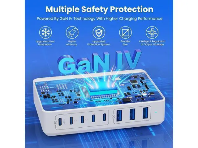 Alt view image 5 of 7 - USB C Charger 300W USB C Charger Block 8-Ports GaN IV Fast Charging Station PD 100W Laptop Charger Hub Wall Charger Adapter Compatible with MacBook/Air Steam Desk iPhone 16/15/14 Galaxy S24 etc