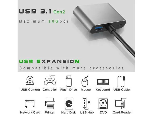 Alt view image 5 of 6 - USB C to Dual HDMI Adapter for Monitor, USBC Laptop Docking Station Dual Monitor Dongle MacBook, USB-C Hub Powered Mac, USB 3.0 to USB C Adapter Cable with Fast Charging Chromebook, Type C Dock