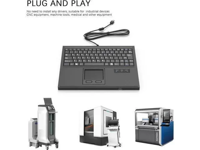 Alt view image 2 of 7 - Waterproof Industrial Machine Keyboard with USB Interface and Touchpad (84ks USB Black)