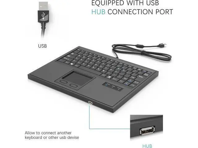 Alt view image 3 of 7 - Waterproof Industrial Machine Keyboard with USB Interface and Touchpad (84ks USB Black)