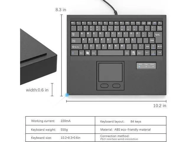 Alt view image 4 of 6 - Wired Machine Keyboard with Touchpad Portable Compact - PS/2 Interface