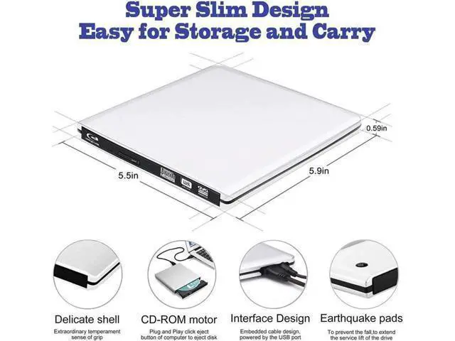 Alt view image 6 of 7 - External USB3.0/USB-C Blu-Ray Drive DVD Drive USB External Portable DVD Burner BD-ROM DVD/CD-RW/ROM Writer for Windows 2000/XP/Vista/Win7/Win8/Win10 Notebook PC Desktop Computer,Silver