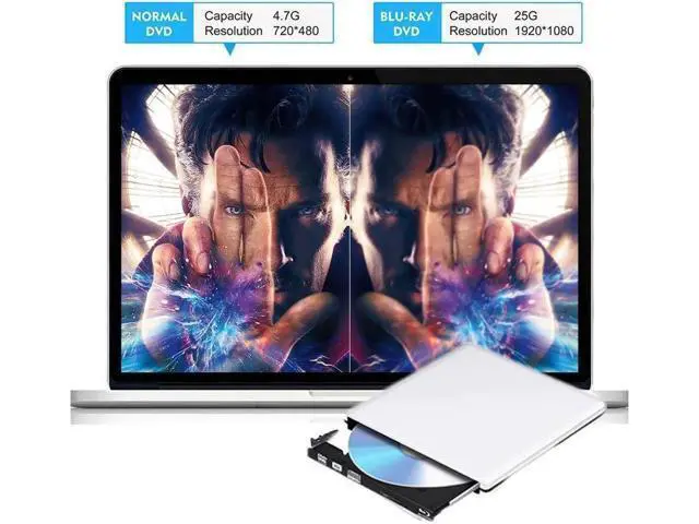 Alt view image 7 of 7 - External USB3.0/USB-C Blu-Ray Drive DVD Drive USB External Portable DVD Burner BD-ROM DVD/CD-RW/ROM Writer for Windows 2000/XP/Vista/Win7/Win8/Win10 Notebook PC Desktop Computer,Silver