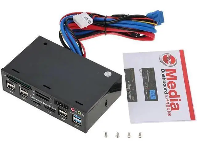 Alt view image 7 of 7 - Multi-Function USB 3.0 Hub eSATA SATA Port Internal Card Reader PC Dashboard Media Front Panel Audio for SD MS CF TF M2 MMC Memory Cards Fits 5.25" Bay