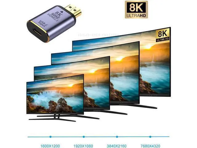 Alt view image 7 of 7 - USB-C Type C Female Source to HDMI Sink HDTV Adapter 8K@60hz 4K@120hz for Tablet & Phone & Laptop