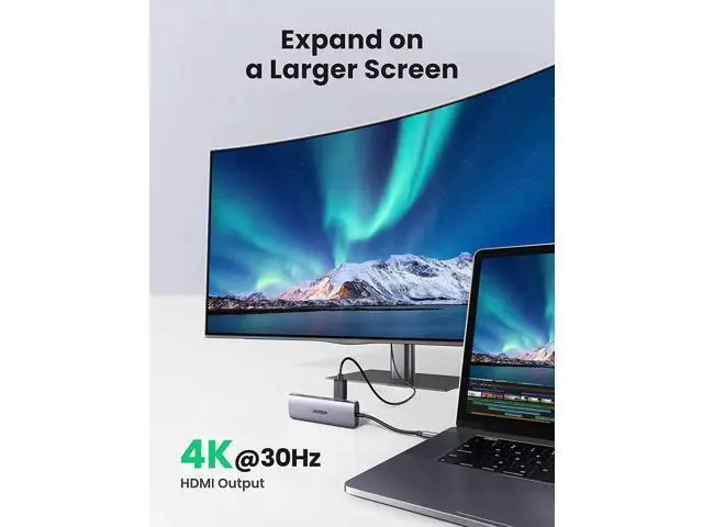 Alt view image 4 of 7 - USB C Hub 6 in 1 Dongle USB-C to HDMI Multiport Adapter with 4K HDMI Output 3 USB 3.0 Ports SD/TF Card Reader Compatible for MacBook Pro XPS More Type C Devices