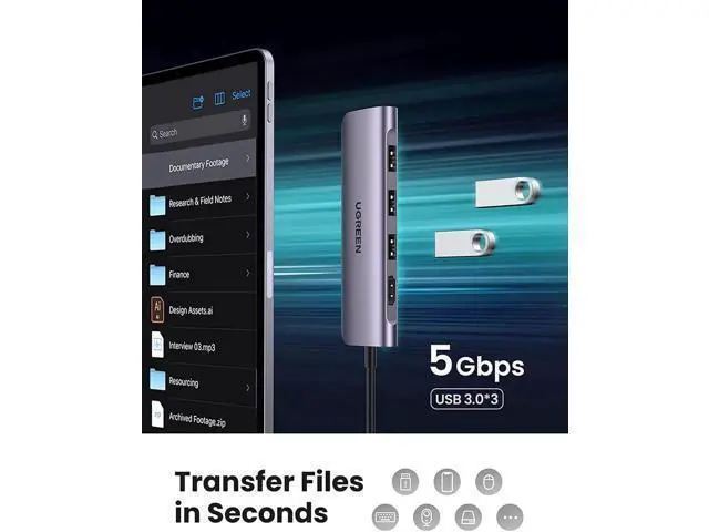 Alt view image 5 of 7 - USB C Hub 6 in 1 Dongle USB-C to HDMI Multiport Adapter with 4K HDMI Output 3 USB 3.0 Ports SD/TF Card Reader Compatible for MacBook Pro XPS More Type C Devices