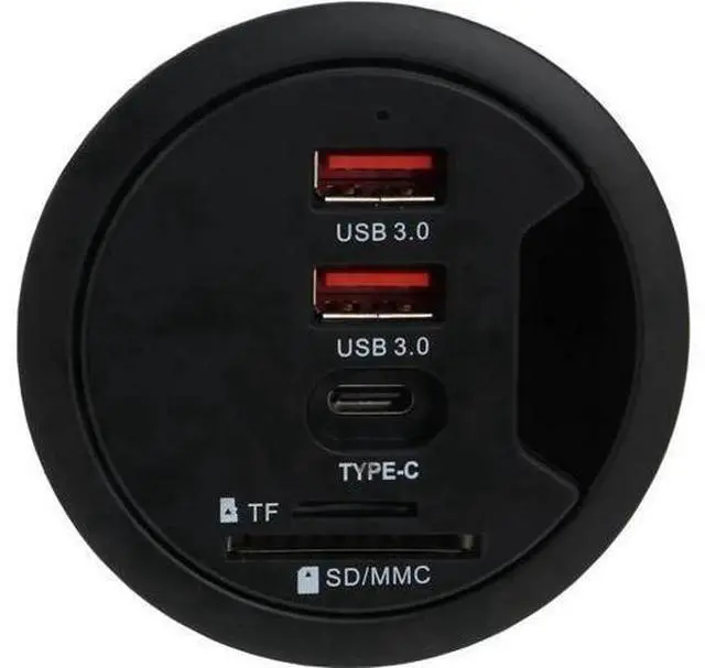 Main image of 60 cm Grommet Hole - in Desk - USB 3.2 Gen I ( 5Gbps ) 3 Port Hub ( 2A1C) with SD / TF Card Reader, with 5V4A AC/DC Adapter