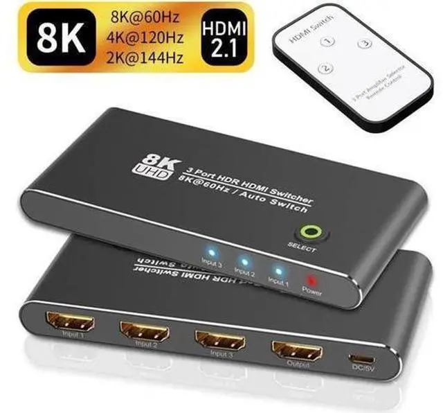 Main image of HDMI Switcher with Remote Control 8K 4K 120hz Ultra HD 8K High Speed 48Gbps Directional HDMI Switch 3in 1out 8K@60Hz 4K@120Hz Switcher Converter Compatible with Xbox PS5 Projectors