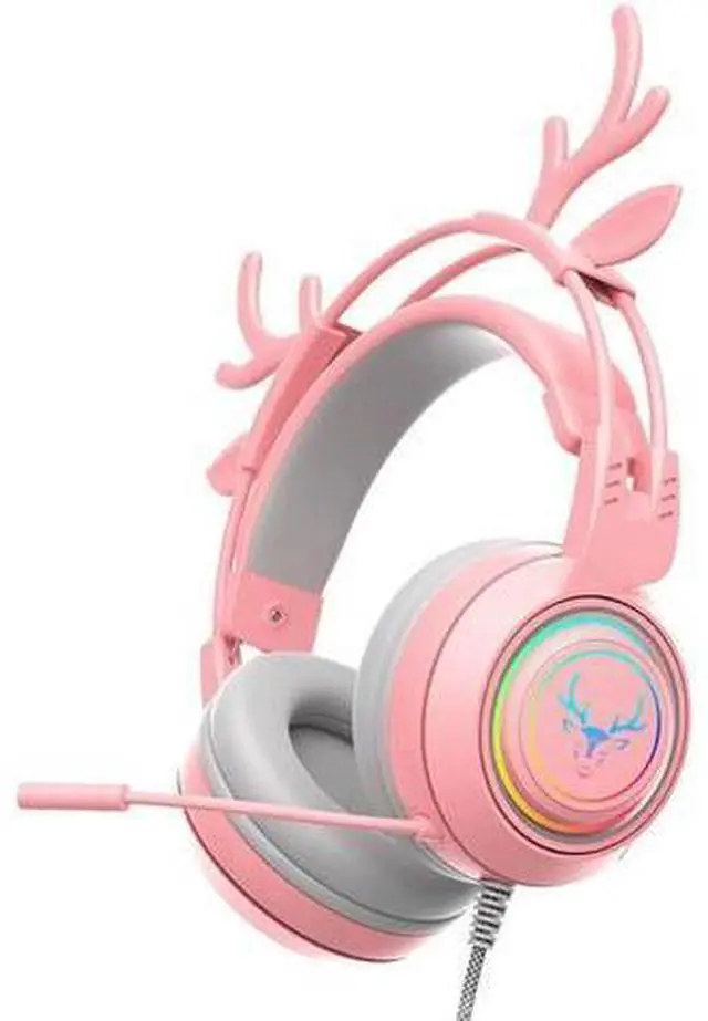 Main image of Gemdeck Wired Headphones Cute Antler Bluetooth Foldable Headphones Gift Pink