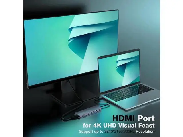 Alt view image 6 of 7 - USB C Hub, 7 in 1 USB C to HDMI Multiport Adapter, 4K HDMI, Power Delivery 100 W, 2*USB 3.0 Port, USB C , SD/TF Card Reader, USB C Dongle for MacBook Pro/Air, Laptop and USB C Devices