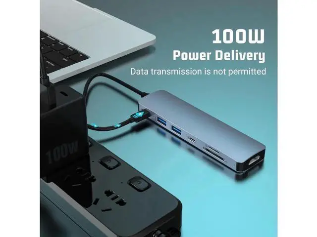 Alt view image 7 of 7 - USB C Hub, 7 in 1 USB C to HDMI Multiport Adapter, 4K HDMI, Power Delivery 100 W, 2*USB 3.0 Port, USB C , SD/TF Card Reader, USB C Dongle for MacBook Pro/Air, Laptop and USB C Devices