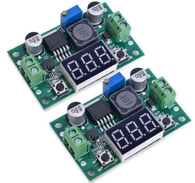 Main image of LM2596 DC-DC Buck Converter Voltage Regulator Adjustable 4.0-40V to 1.25-37V 2A Power Supply Module with LED Voltmeter Display (Pack of 2pcs)