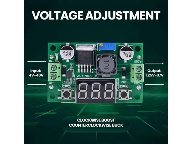 Alt view image 3 of 7 - LM2596 DC-DC Buck Converter Voltage Regulator Adjustable 4.0-40V to 1.25-37V 2A Power Supply Module with LED Voltmeter Display (Pack of 2pcs)