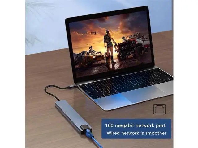 Alt view image 5 of 7 - USB Hub,USB C hub,USB hub with USB C Multiport Adapter, USB Splitter with 4K HDMI, 100W PD, USB 3.0, USB2.0, Ethernet, TF/SD Card Reader for MacBook Pro/PC/Laptop/Tablet Devices (Grey 8in1)