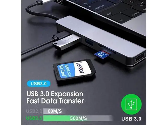 Alt view image 2 of 7 - USB C Adapter for MacBook Pro Adapter, MacBook Pro USB Adapter MacBook Pro HDMI Adapters with 2 USB 3.0, 4K@30Hz HDMI, TF/SD, USB-C Thunderbolt 3 87W