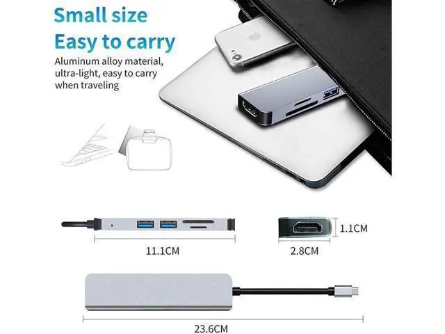 Alt view image 7 of 7 - USB C Adapter for MacBook Pro Adapter, MacBook Pro USB Adapter MacBook Pro HDMI Adapters with 2 USB 3.0, 4K@30Hz HDMI, TF/SD, USB-C Thunderbolt 3 87W
