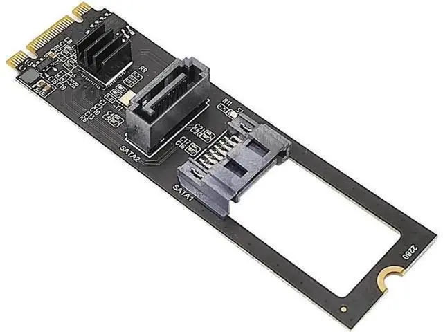 Alt view image 6 of 6 - M2 NGFF NVME to SATA 3.0 6G Expansion Card M.2 Key-M PCIE NVME to SATA Hard Disk Drive Converter Riser Card JMB582 PCIE 3.0 Chip