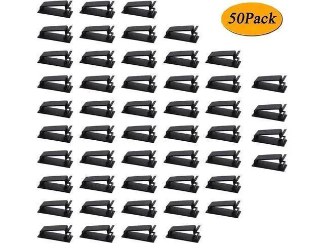 Alt view image 3 of 6 - 50Pcs Self Adhesive Cable Management Clips Cable Organizers Wire Clips Cord Holder for TV PC Ethernet Cable under Desk Home Office Outdoor