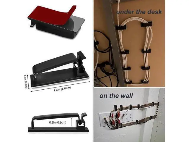 Alt view image 4 of 6 - 50Pcs Self Adhesive Cable Management Clips Cable Organizers Wire Clips Cord Holder for TV PC Ethernet Cable under Desk Home Office Outdoor