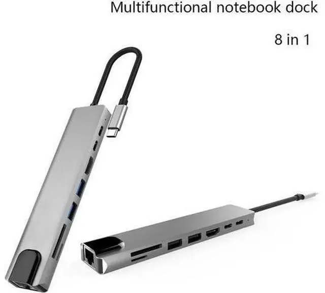 Main image of USB C Hub, 8-in-1 USB C Adapter with 4K USB C to HDMI,Type-C Data Port, USB C Charging, 2 USB 3.0, SD/TF Card Reader, RJ45 Ethernet, USB C Dock Compatible with MacBook 2018 Ipad Pro XPS13