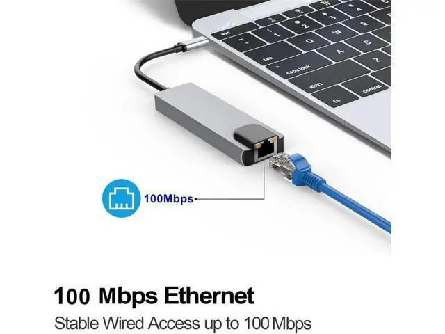 Alt view image 7 of 7 - Type C To Hd Rj45 Pd Adapter Usb 3.0 Hub Ethernet Rj45 Lan 5 In 1 Usb C Hub For Macbook Pro Thunderbolt 3 Converter