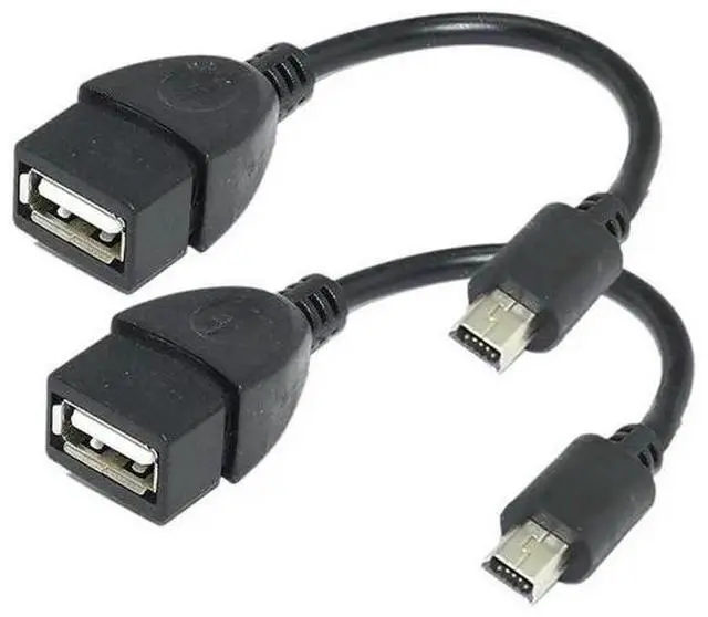 Main image of FOR (2 Pack) Mini USB OTG Cable for Cameras - USB A Female to Mini USB B 5 Pin Male Adapter Cable