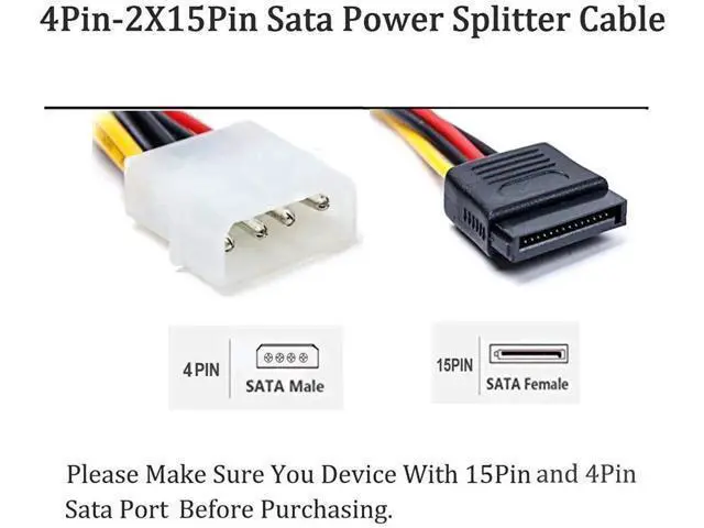 Alt view image 2 of 7 - 5pcs 4 Pin Molex to 2×15 Pin SATA Power Y-Cable Adapter for IDE 8 Inches