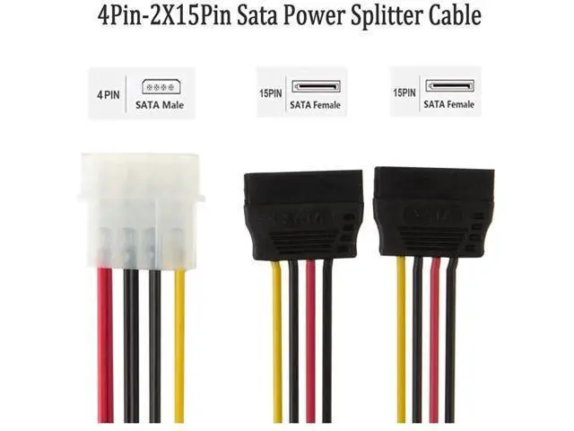 Alt view image 3 of 7 - 5pcs 4 Pin Molex to 2×15 Pin SATA Power Y-Cable Adapter for IDE 8 Inches