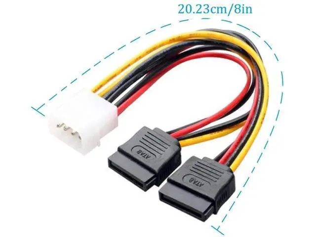 Alt view image 6 of 7 - 5pcs 4 Pin Molex to 2×15 Pin SATA Power Y-Cable Adapter for IDE 8 Inches
