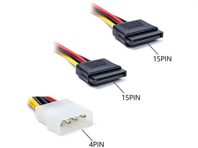 Alt view image 7 of 7 - 5pcs 4 Pin Molex to 2×15 Pin SATA Power Y-Cable Adapter for IDE 8 Inches