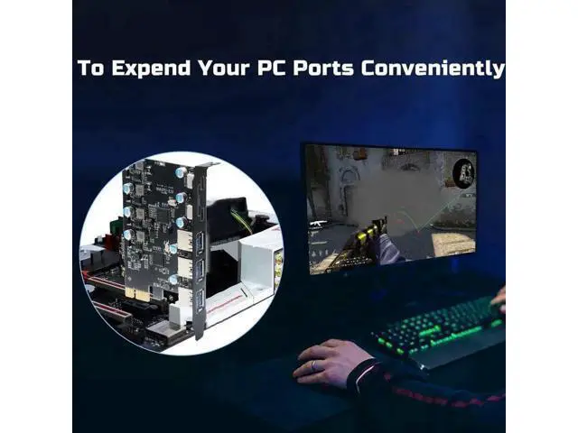 Alt view image 3 of 7 - PCIe to USB (2X USB C - 3X USB A) Expansion Card,PCI Express Internal USB3.0 Hub Converter for Desktop PCS Riser Card