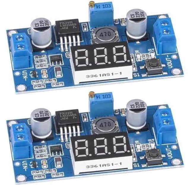 Main image of LM2596 LM2596S DC-DC Buck Converter Voltage Regulator Adjustable 4.0-40V to 1.25-37V 2A Power Supply Module with LED Voltmeter Display (Pack of 2)