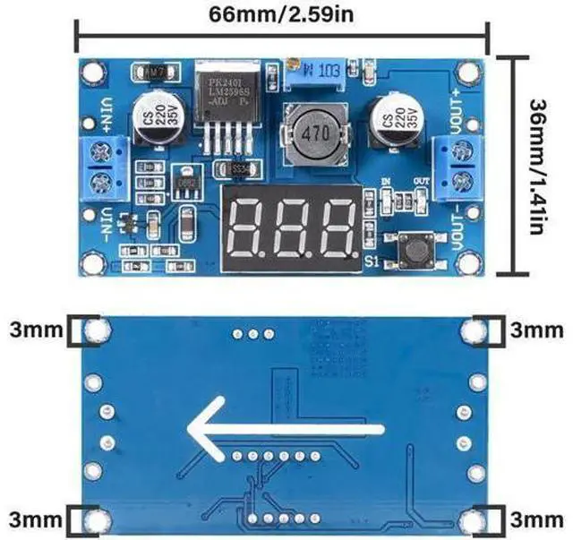 Alt view image 5 of 5 - LM2596 LM2596S DC-DC Buck Converter Voltage Regulator Adjustable 4.0-40V to 1.25-37V 2A Power Supply Module with LED Voltmeter Display (Pack of 2)