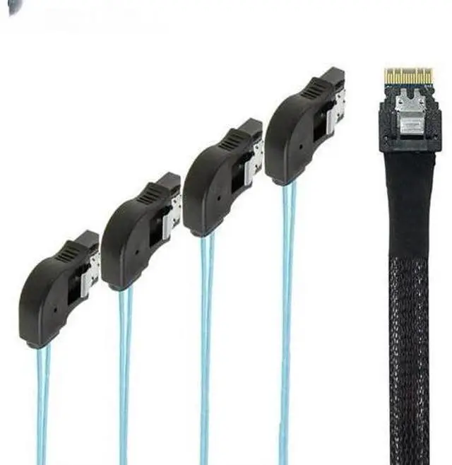 Main image of FOR High speed PCIE Slimline SAS 4.0 38P SFF-8654 4i to 4 SATA Adapter Cable with 7P Right-Angle Female Con tor