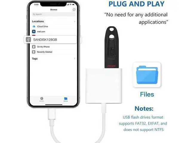 Alt view image 2 of 7 - Lightning to USB Camera Adapter for iPhone with Lightning Charging Port USB 3.0 Female OTG Cable Keyboard Mouse No Support USB C SSD